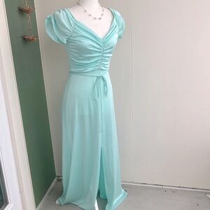 Vintage 70s Sea Foam Green Maxi Dress